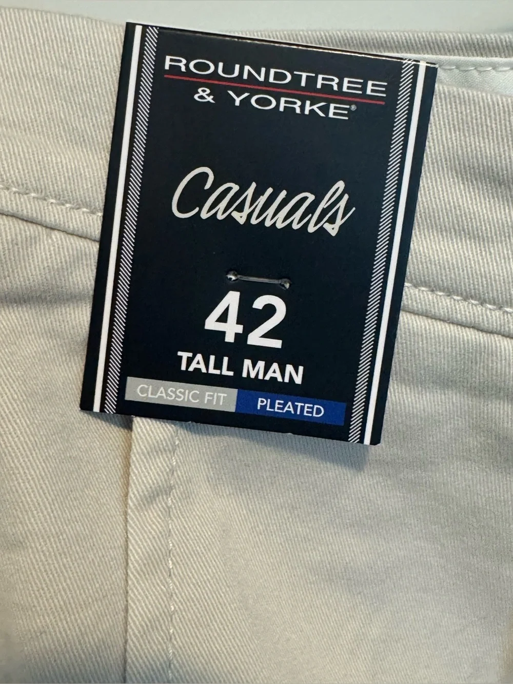 TWO Pairs of Roundtree & Yorke Chino Shorts:  Beige (NWT) Charcoal Blue (good)